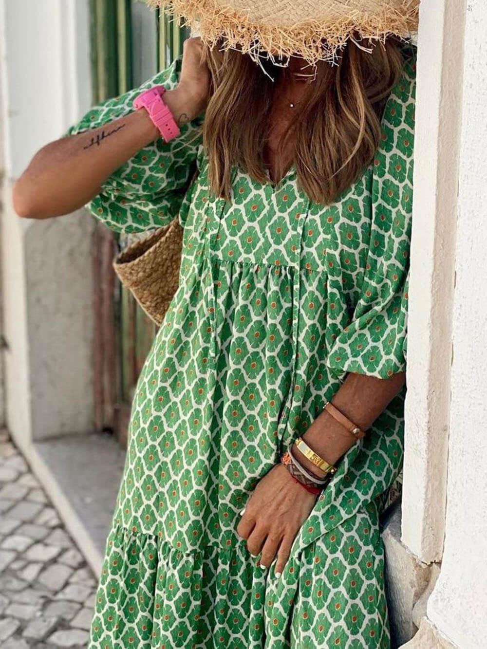 BellaVista Women's Printed Maxi Dress – Effortless Style and Comfort
