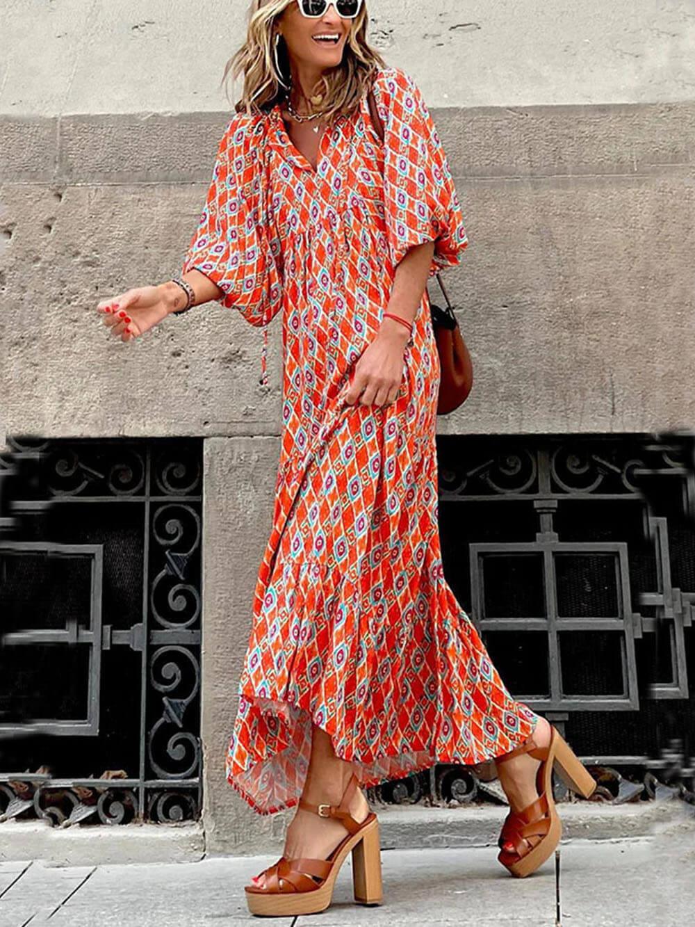 BellaVista Women's Printed Maxi Dress – Effortless Style and Comfort