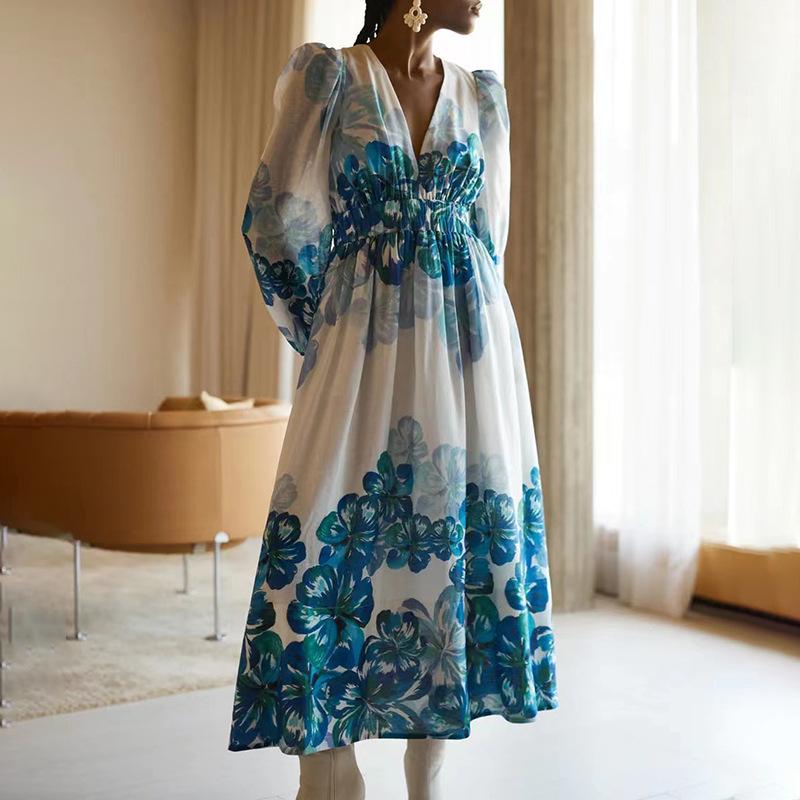 A floral print maxi dress for women featuring a flowy design