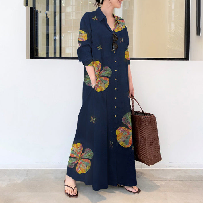 A stylish boho maxi floral print women's summer dress
