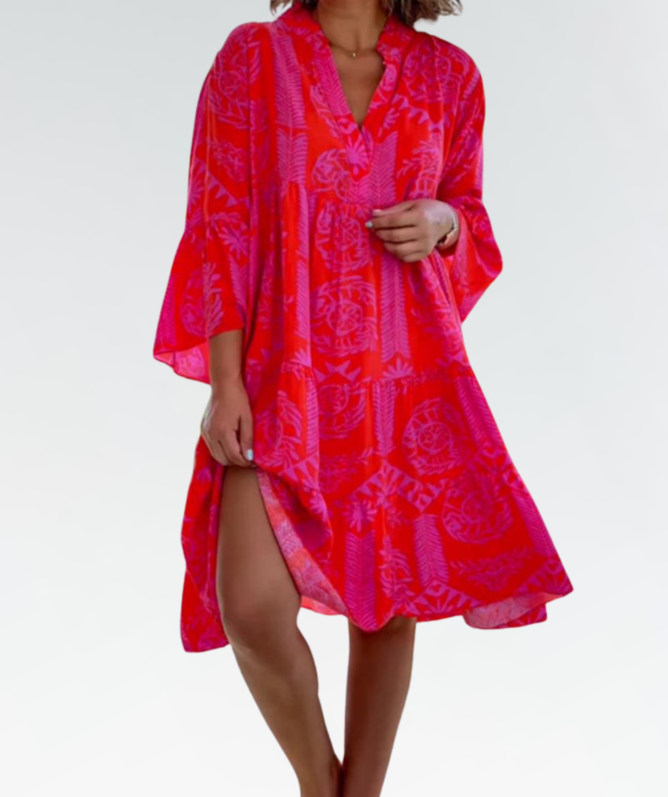 Stylish summer maxi dress with boho and floral designs