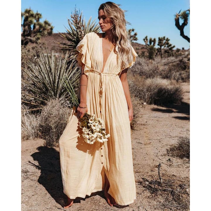 Elegant cream boho maxi dress perfect for summer and events