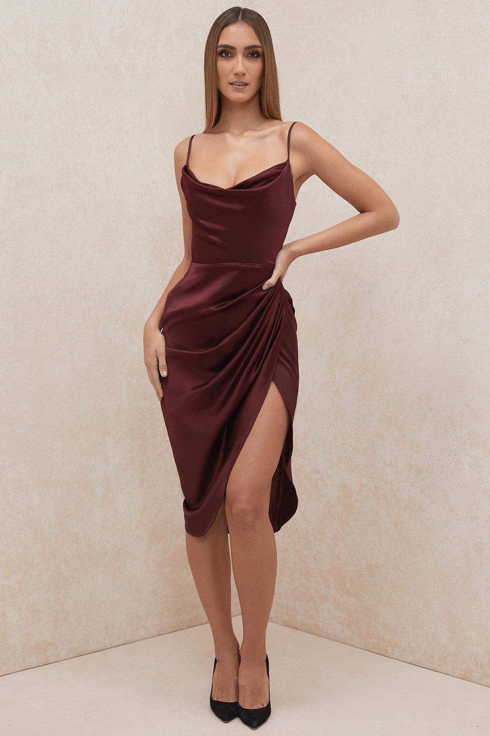 Luxora Women's Satin Corset Maxi Gown