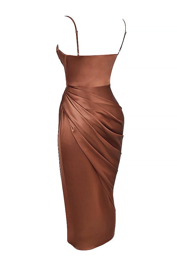 Luxora Women's Satin Corset Maxi Gown